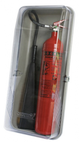 MBS-FIRE Klarsichtschutzbox für 5 kg CO2 Feuerlöscher mit 2 Metallverschlüssen